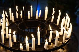The candles in the church are set in a circle free image